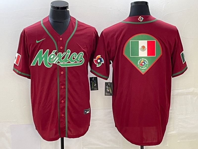 Men 2023 World Cub Mexico Blank Red Nike MLB Jersey10